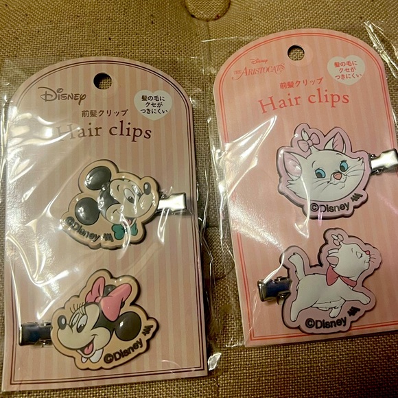 Disney Accessories - NWT Disney The Aristocats & Mickey Minnie Set Hair clips Accessory From Japan